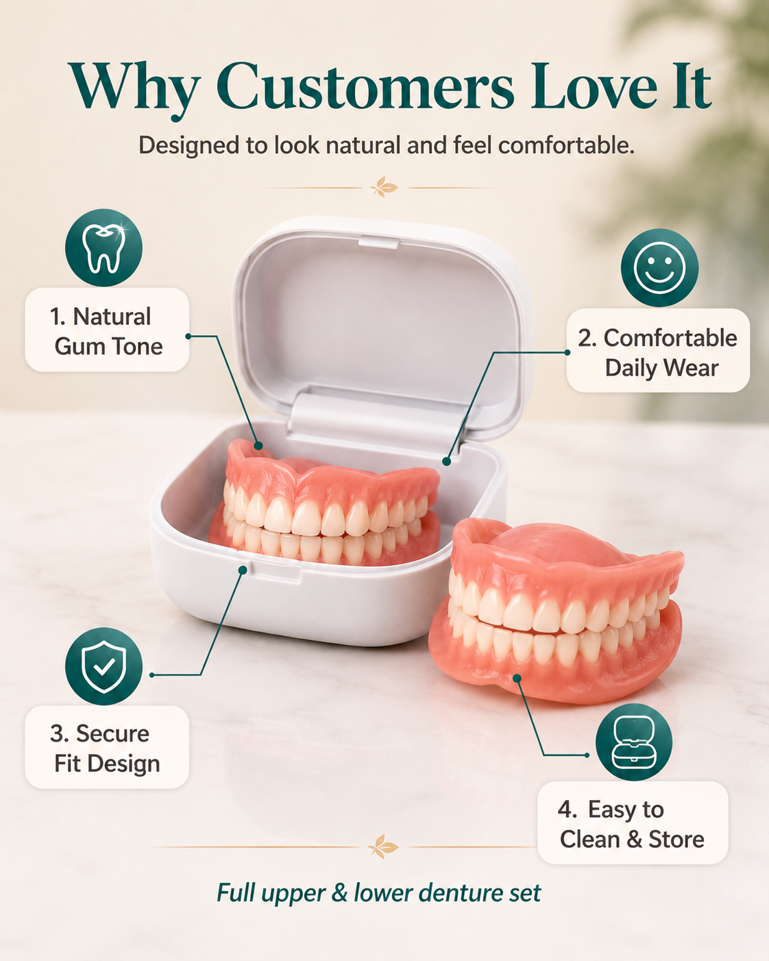 Main benefits of the complete denture set