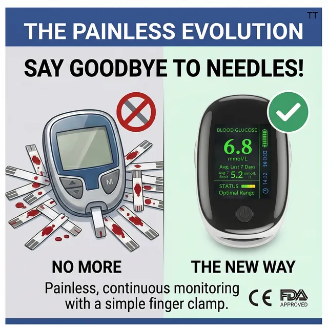 Comparison between traditional testing supplies and compact fingertip monitor