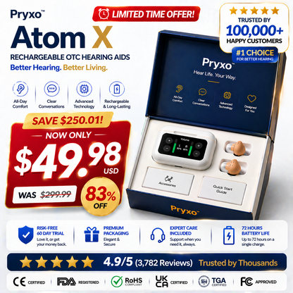 🔥 Today Only! 👂 Pryxo™ Atom X Smart Hearing Aids — Hear Clearly, Feel Confident Again 💖🔊