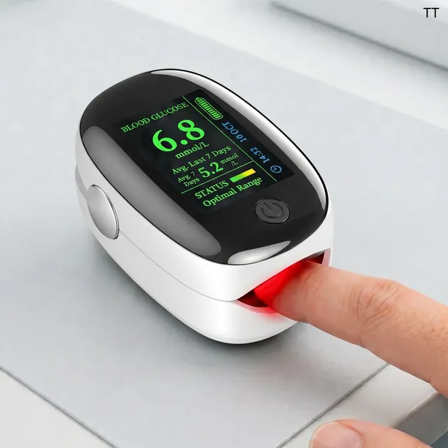 Finger positioned in KLENIMORE smart wellness monitor